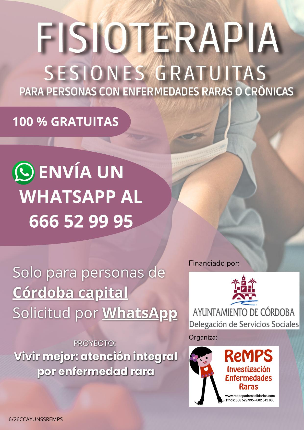 REMPS OFRECE FISIOTERAPIA GRATUITA A PERSONAS CON ENFERMEDADES RARAS O CRÓNICAS DE CÓRDOBA CAPITAL